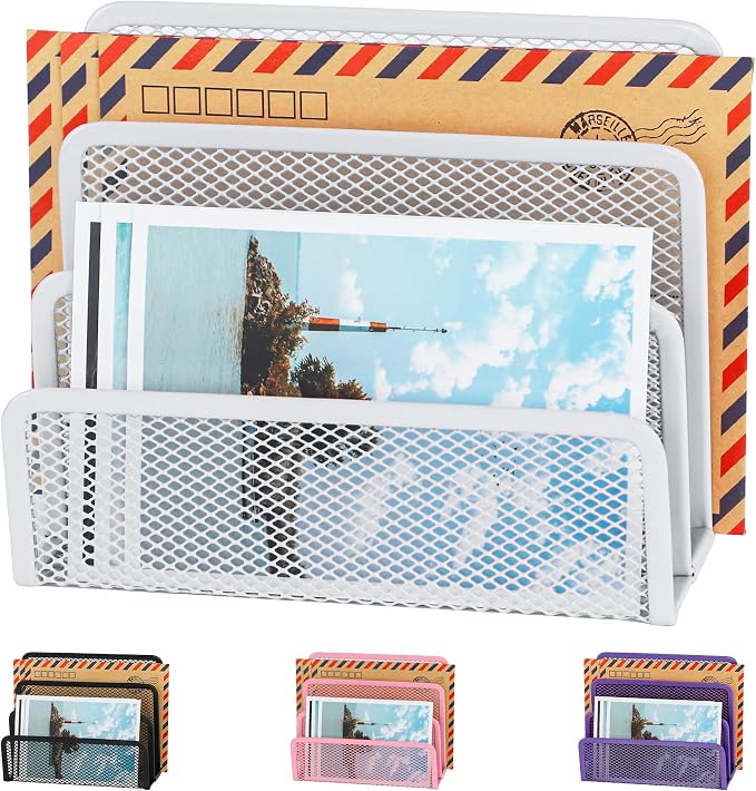 EASEPRES Desk Mail Organizer, Office Small Desktop Metal Mesh Envelope Letter by EASEPRES