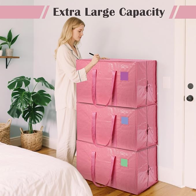 12 Pack Moving Bags with Full-Open Side Zipper, Extra Large 93L Heavy Duty - Image 5