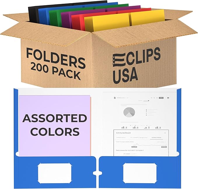 Folders with Pockets 2 Pocket Folders Bulk Holds 100 Sheets Assorted Colors by VEEBOOST