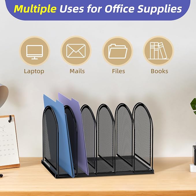 SUPEASY File Organizer for Desk, 5-Section Mesh Desk Organizer, Vertical File - Image 6