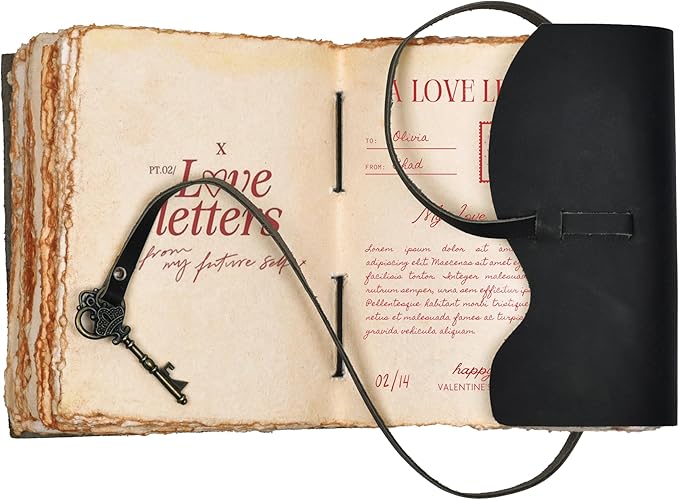 LEATHER VILLAGE Vintage Leather Journal – 200 Handmade Vintage Deckle Edge - Image 3