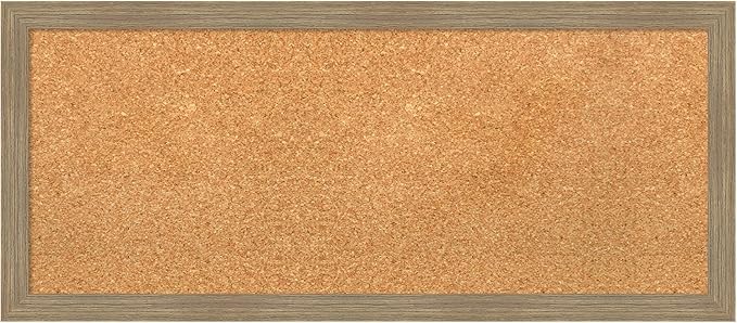 Amanti Art Natural Cork Board for Wall, 14x32 Vision Board with Brown Wood Frame, Medium Corkboard Office Decor for Home Organization, Casual Corkboard Pinboard to display items for home organization-DeskLoop Office
