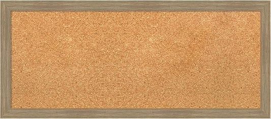 Amanti Art Natural Cork Board for Wall, 14x32 Vision Board with Brown Wood Frame, Medium Corkboard Office Decor for Home Organization, Casual Corkboard Pinboard to display items for home organization-DeskLoop Office