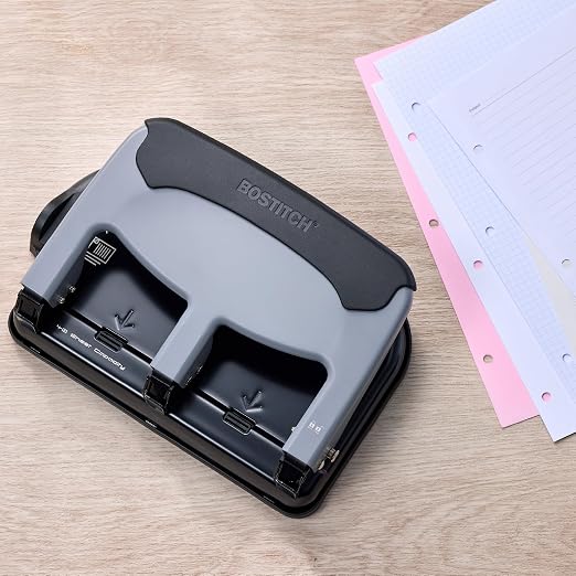 Bostitch EZ Squeeze 3 Hole Paper Punch, 40 Sheet Capacity, Heavy Duty Metal - Image 10