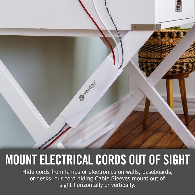 VELCRO Brand Mountable Cable Management Sleeve | Cord Hider Mounts on Walls or - Image 9