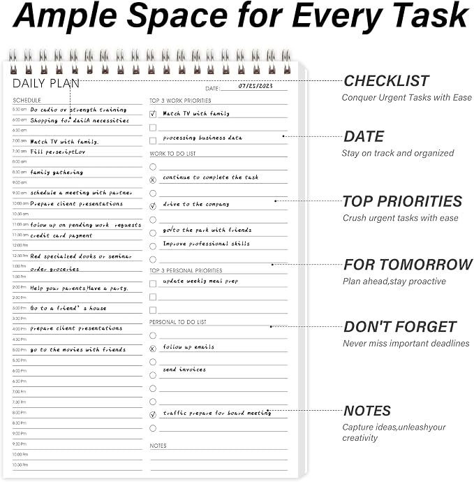 3PC Daily Shedule Planner Hourly Appointment Planner Personal Organizer - Image 2