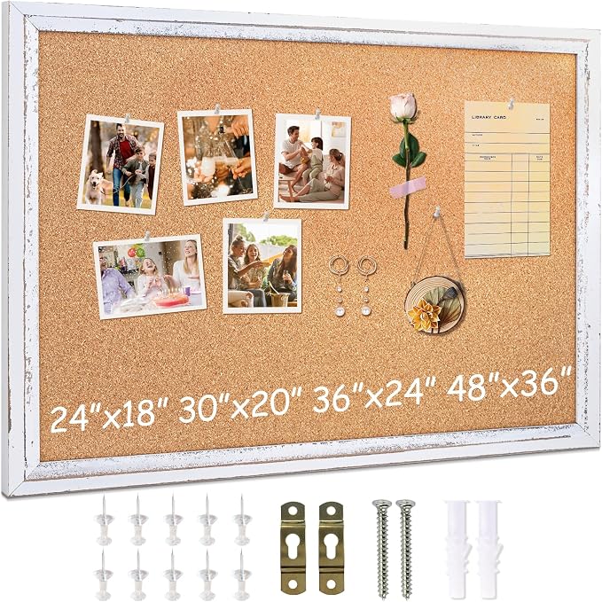 DOLLAR BOSS White Cork Board for Wall by DOLLARBOSS