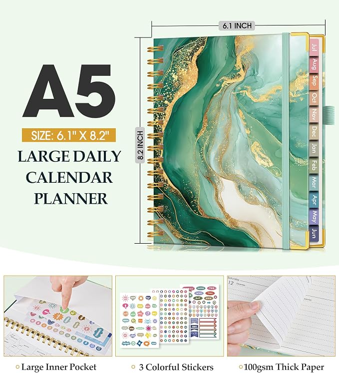 Academic Planner 2026-2027, Hardcover Leather Weekly and Monthly Calendar - Image 5
