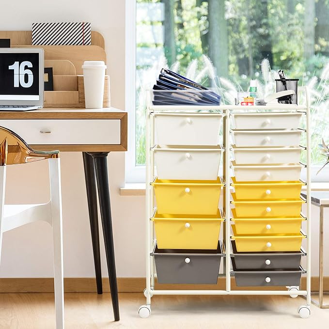 DORTALA 15-Drawer Rolling Storage Cart - Image 9