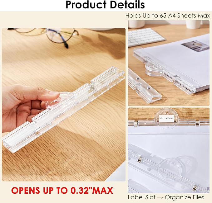 Large Magnetic Binder Clips, Extra Strong 7.9" Paper Clamps, Transparent | - Image 5