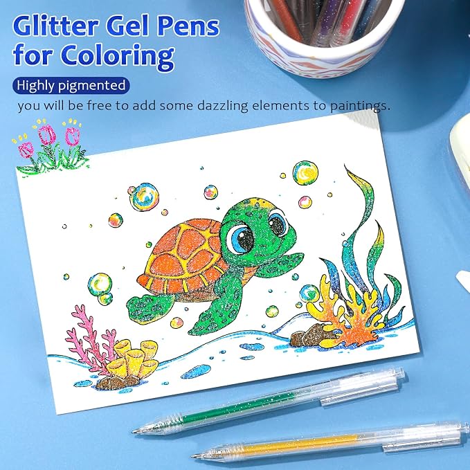 LET'S RESIN PAINT Glitter Gel Pens, 44 Metallic Sparkly Colors Glitter Pen - Image 5