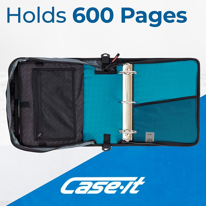 Case-it Mighty Zip Tab School Zipper Binder | 3-Inch O-Rings, 600-Sheet Capacity - Image 3