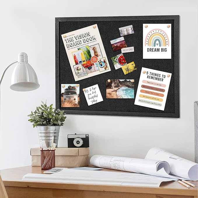 2 Pack Large Bulletin Board, 23 "x17 Black Cork Boards for Walls with Frame, Pin Display Board Vision Board for Home School Office Decor-DeskLoop Office