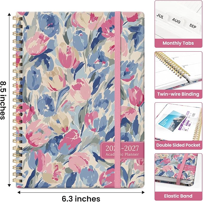 Planner 2026–2027, Academic Monthly Weekly Spiral Calendar, July 2026 – June - Image 4