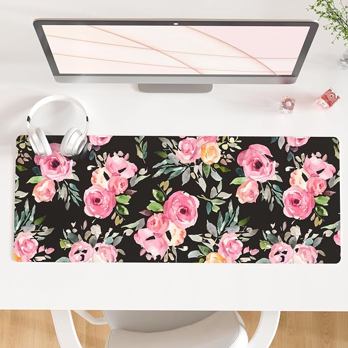 QIYI Large Mouse Pad, Floral Desk Mat by QIYI