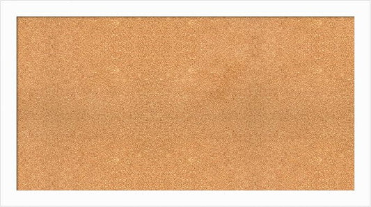 Amanti Art Natural Cork Board for Wall, 25x45 Vision Board with White Frame, Oversize Corkboard Office Decor for Home Organization, Casual Corkboard Pinboard to Display Items for Home Organization in-DeskLoop Office