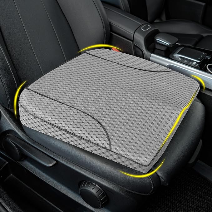 Car Seat Cushion, Comfortable Memory Foam Seat Pillow for Driving, Sciatica-Back Pain Relief, Cushion for Car-Truck, Office, Wheelchair - Mesh Gray-DeskLoop Office