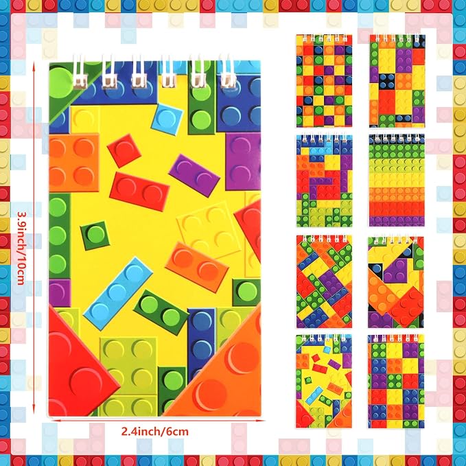 Hooqict 24 Pack Small Pocket Notebook Bulk Mini Building Block Notebooks Party - Image 2