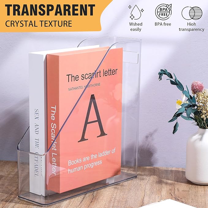 MAQUITA Magazine Holder, 2 Pack Acrylic Magazine File Holder, A4 Vertical File - Image 3