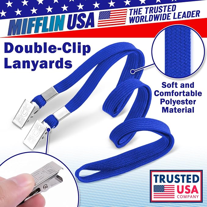 MIFFLIN-USA - Bulk Flat Lanyards w/Two Bulldog Clips - 39 Inch, 100 PK - - Image 4