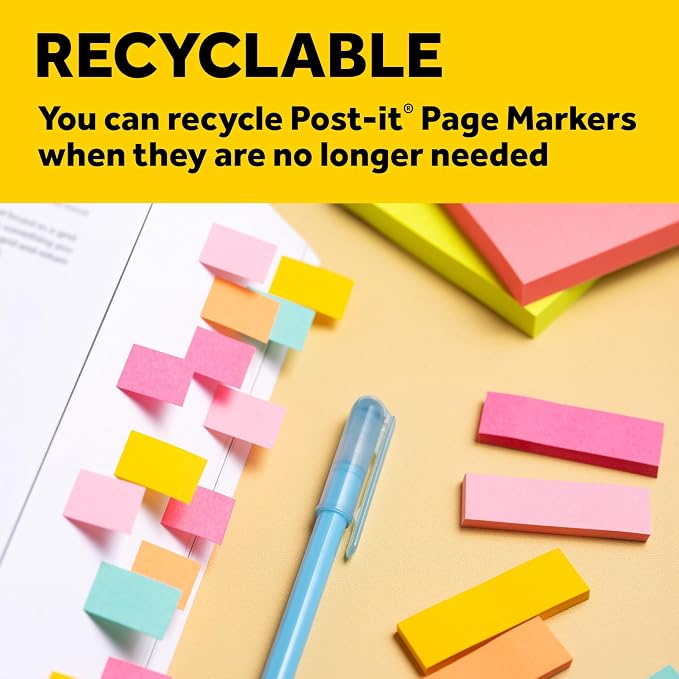 3M 6714AU Post-It Page Markers, 50 Strips/Pad, 4 Pads/Pack - Image 6