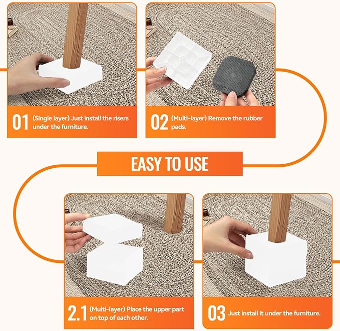 shouwuhho Furniture Risers, 12 Pack Bed Risers - Image 7