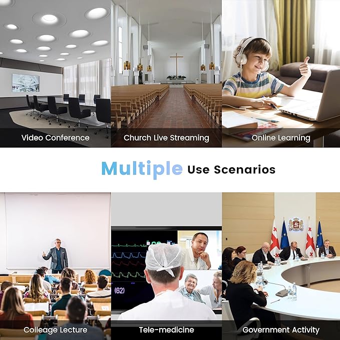 HDMI 20X Optical Zoom PTZ Conference Room Camera System, 1080P 60fps USB3.0 Computer Camera with Microphone & Bluetooth Speakerphone, Easy Setup for Church & Meetings-DeskLoop Office