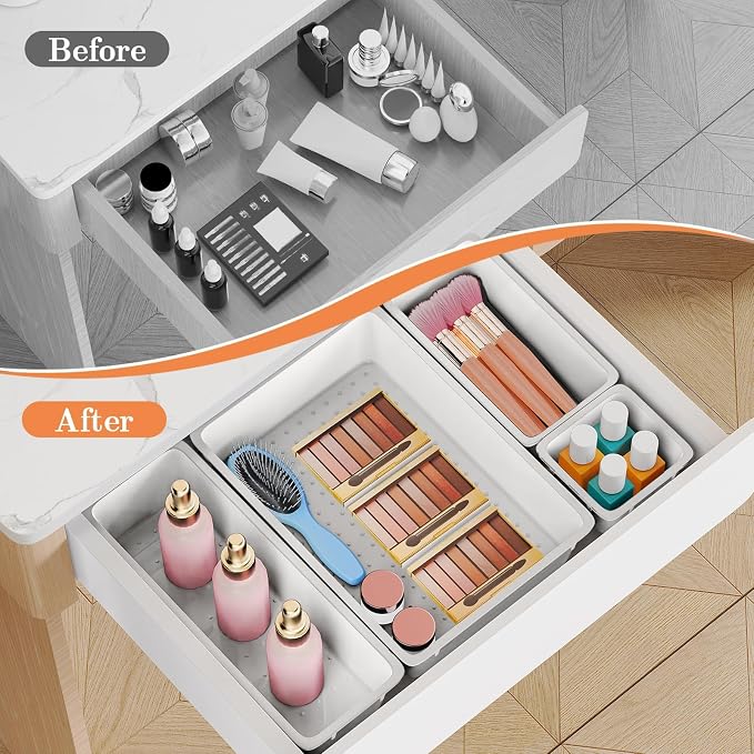 SpaceHacks 25 PCS Plastic Drawer Organizer Set, 4-Size Versatile Organizer - Image 4
