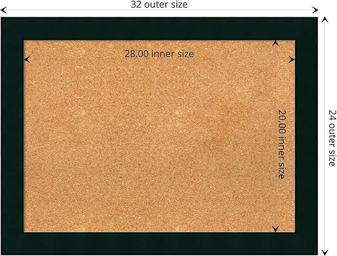 Amanti Art Natural Cork Board for Wall, 24x32 Vision Board with Black Wood Frame, Medium Corkboard Office Decor for Home Organization, Modern Contemporary Corkboard Pinboard to display items for home-DeskLoop Office