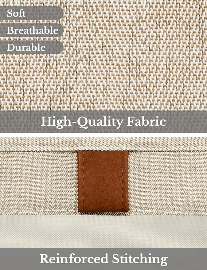 StorageWorks Closet Storage Bins, Large Storage Baskets with Clear Window and Handles, Foldable Fabric Organizer for Clothes, Shelves, Brown and Beige, 3 Pack-DeskLoop Office