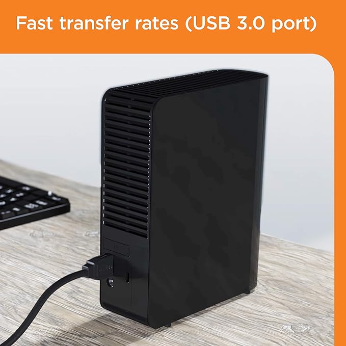 Western Digital 10TB Elements Desktop External Hard Drive, USB 3.0 external hard drive for plug-and-play storage - WDBWLG0100HBK-NESN-DeskLoop Office
