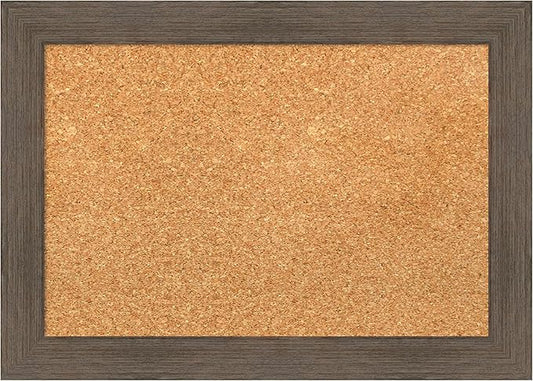Amanti Art Natural Cork Board for Wall, 15x21 Vision Board with Brown Wood Frame, Small Corkboard Office Decor for Home Organization, Country Rustic Corkboard Pinboard to Display Items for Home-DeskLoop Office