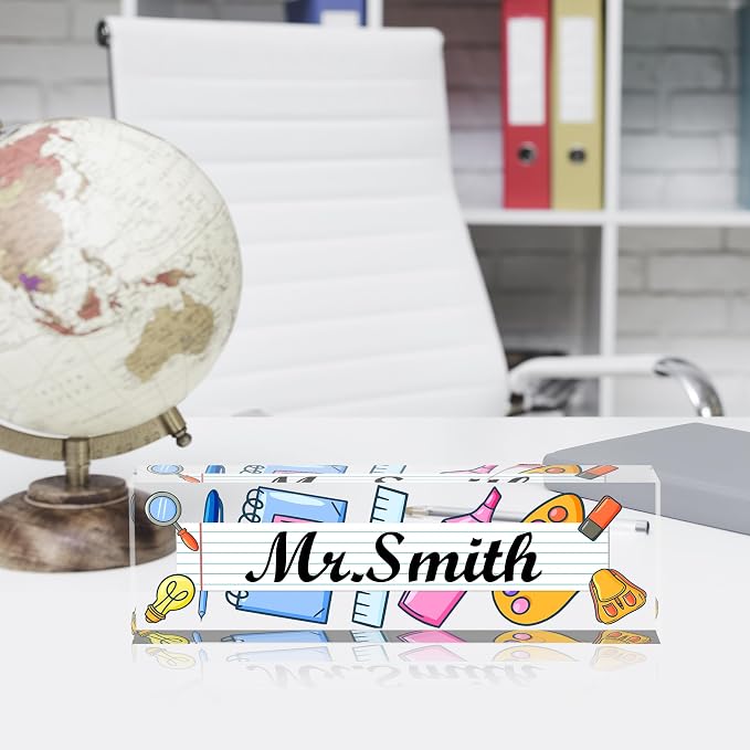 Teacher Name Plate for Desk, Acrylic Desk Name Plate Personalized Office Desk - Image 3