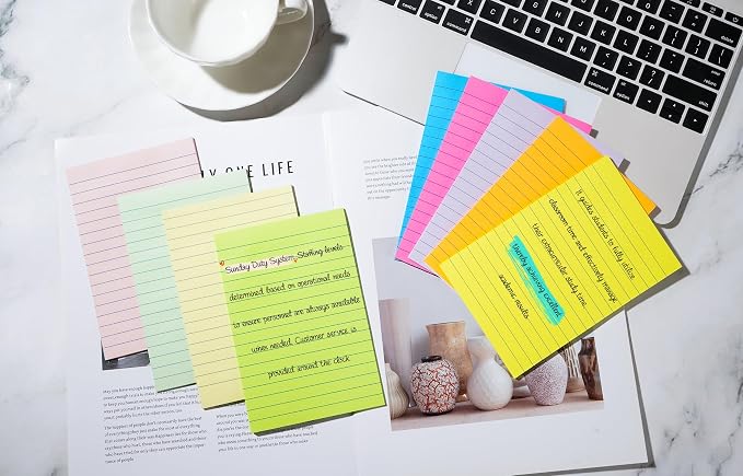 Lined Sticky Notes 4x6 in Post, Self-Stick Pads Bright Colors Sticky Note - Image 6