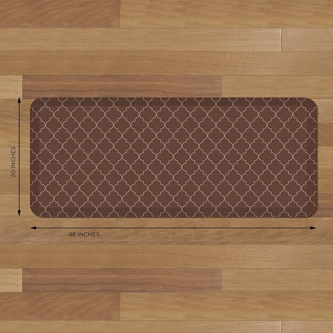 GelPro Anti-Fatigue Designer Comfort Kitchen Floor Mat, 20x48, Trellis Walnut Stain Resistant Surface with 3/4” Thick Ergo-Foam Core for Health and Wellness-DeskLoop Office