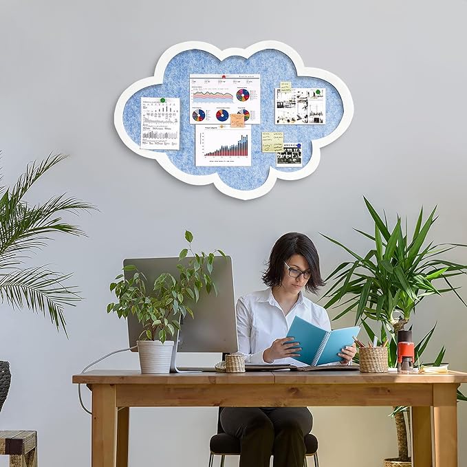 Cute Cloud Felt Board for Wall 24x16, Foldable Vision Board & Photo Display - Image 4