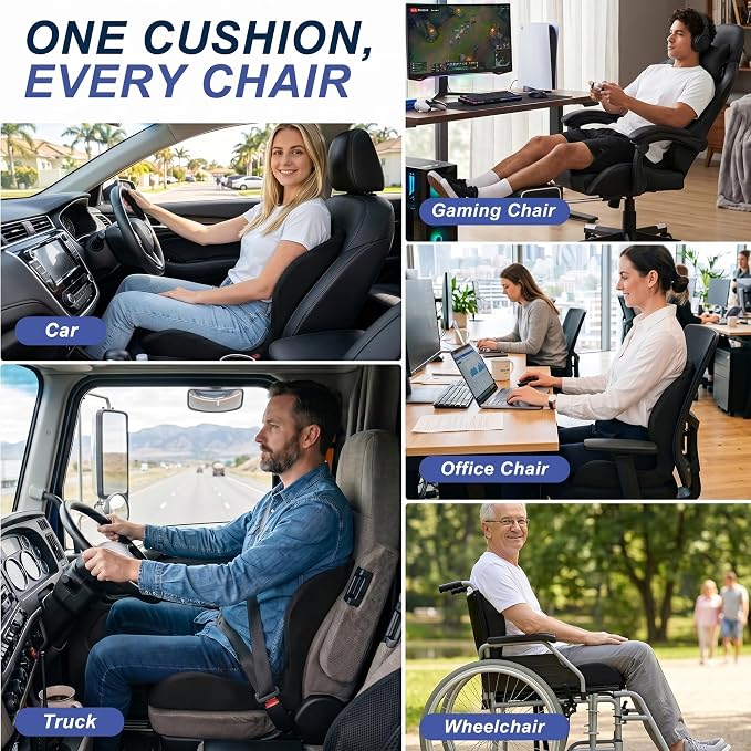 Seat Cushion for Office Chair and Car, Ergonomic Memory Foam Seat Cushion - Image 7
