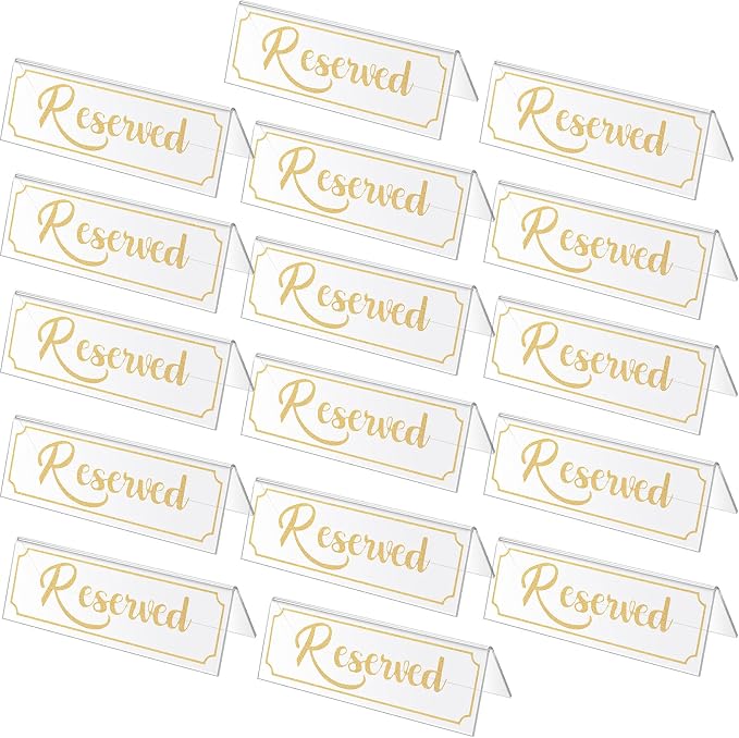 16 Pieces Reserved Sign Acrylic Clear Reserved Table Tent Signs Table Number by Jetec