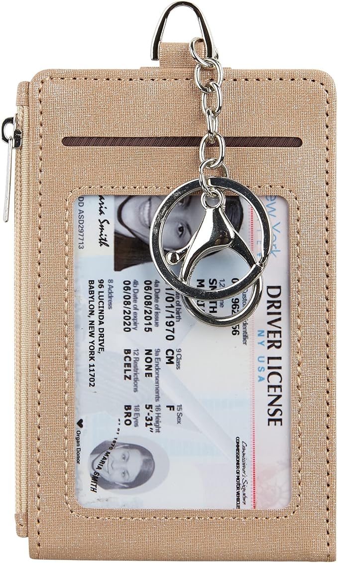 Women & Men Keychain Card Holder Case Zipper Slim Minimalist Front Pocket Wallet by Cynure