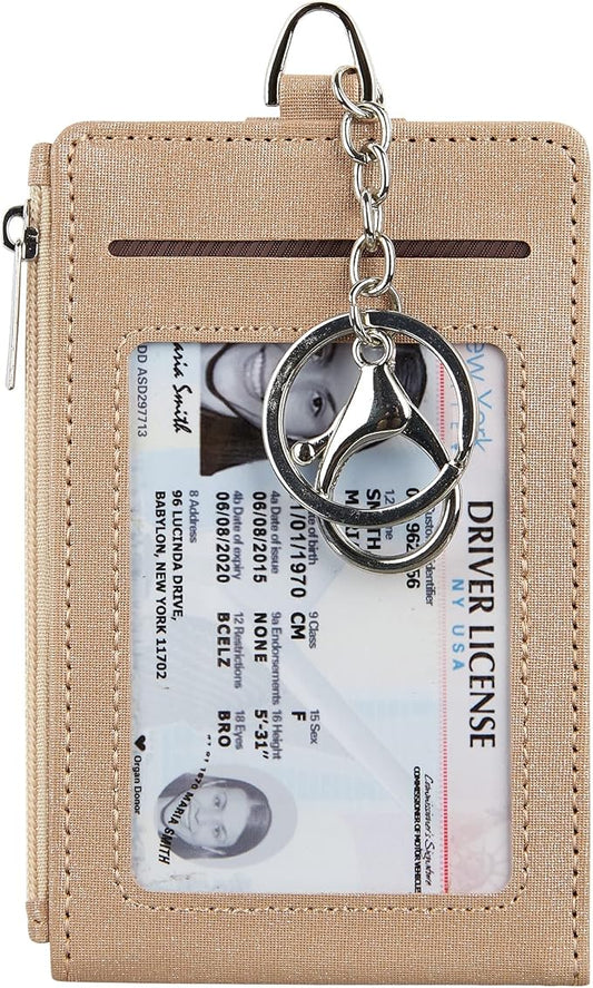 Women & Men Keychain Card Holder Case Zipper Slim Minimalist Front Pocket Wallet by Cynure
