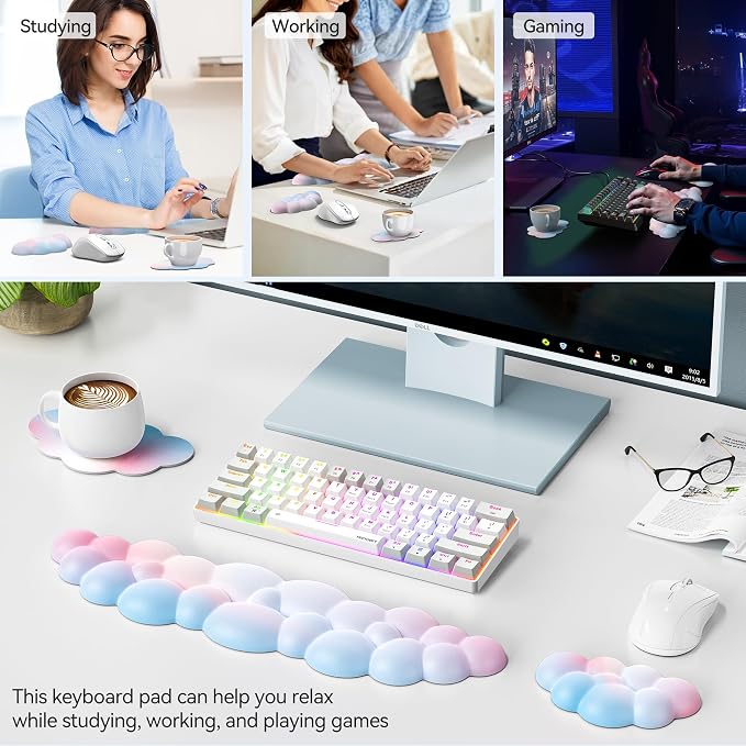 TECKNET Cloud Keyboard Wrist Rest Set, Cloud Wrist Rest - Image 7