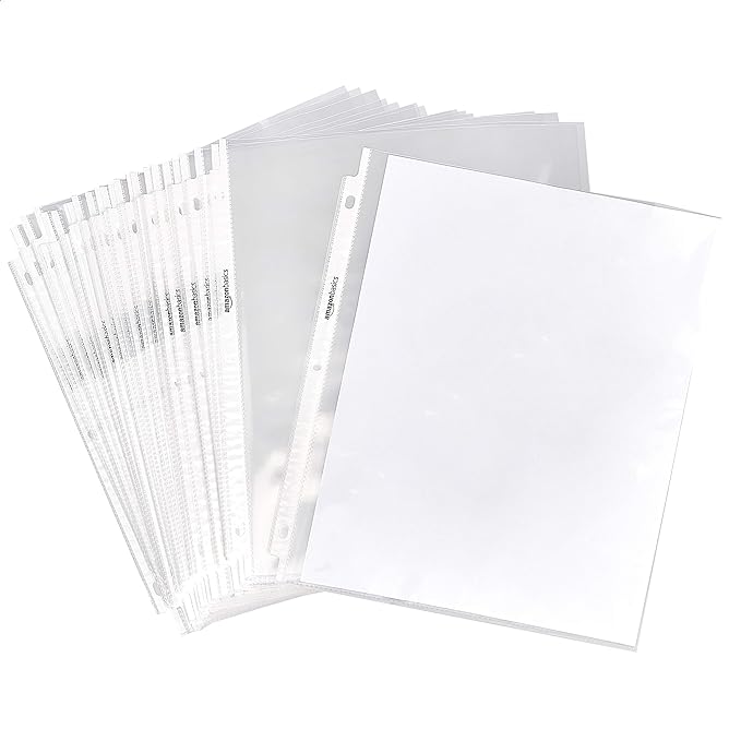 Amazon Basics Sheet Protectors for 3 Ring Binder, Heavyweight, Top Loading by AmazonBasics
