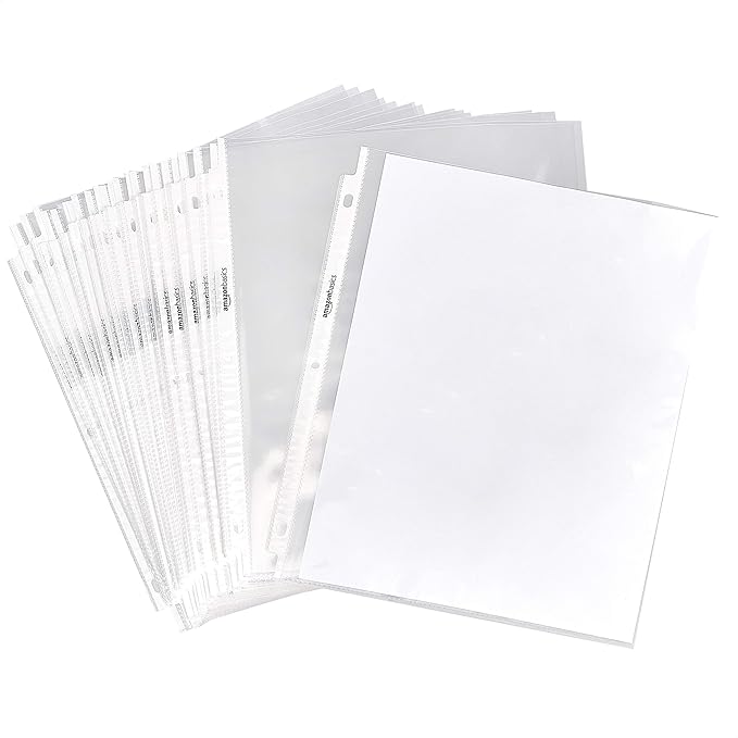 Amazon Basics Sheet Protectors for 3 Ring Binder, Top Loading, Letter Size by AmazonBasics