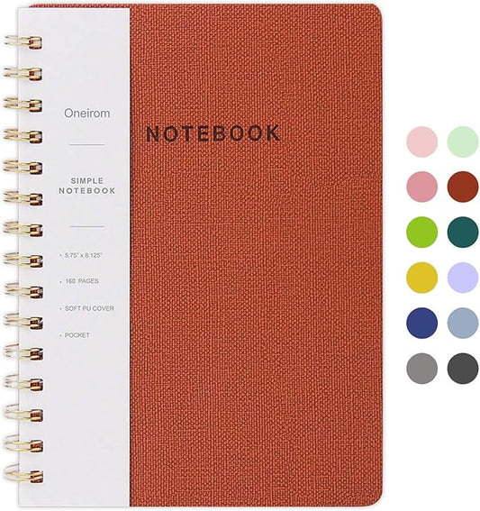 Spiral Notebook-5.75" x 8.125" Journal with Back Pockets and 160 Lined Pages,PU Leather Cover Business Journal, Twin-Wire Binding Notebook Perfect for Office & Home School Supplies-DeskLoop Office