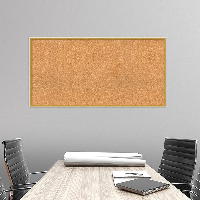Amanti Art Natural Cork Board for Wall, 25x49 Vision Board with White Frame, Oversize Corkboard Office Decor for Home Organization, Modern Corkboard Pinboard to Display Items for Home Organization in-DeskLoop Office