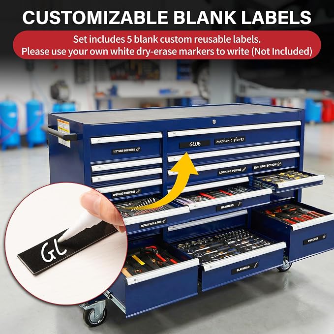 105 Pcs Magnetic Tool Box Labels, Heavy Duty Tool Chest Drawer Badges, 100 - Image 4