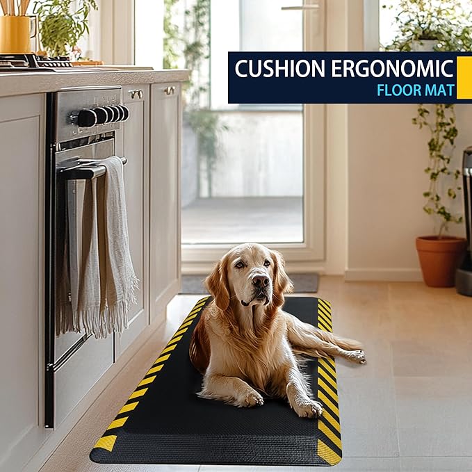 FEATOL Kitchen Mats for Floor 2 Packs, 9/10 Extra Thick Cushioned Anti Fatigue Floor Mat, Memory Foam Padded for Standing at Home, Kitchen, Garage, 20" x 48"-Support for Leg & Back Pain-DeskLoop Office
