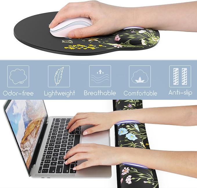 Ergonomic Mouse Pad with Wrist Rest and Keyboard Wrist Rest, Memory Foam Wrist - Image 5