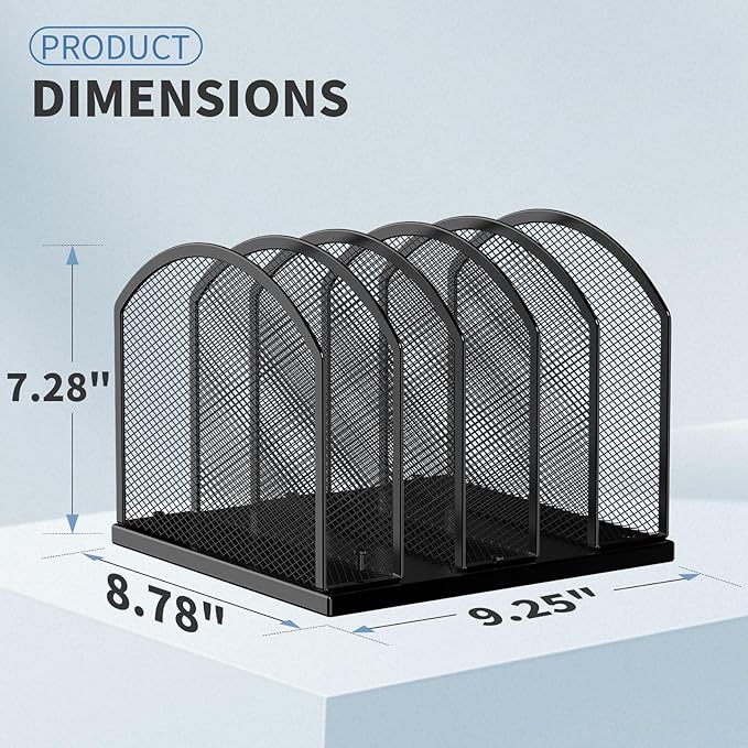 Gawerk 5-Section Vertical Desktop Organizer, 5-Section Mesh File Folder Stand - Image 2