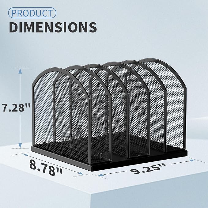 Gawerk 5-Section Vertical Desktop Organizer, 5-Section Mesh File Folder Stand - Image 2